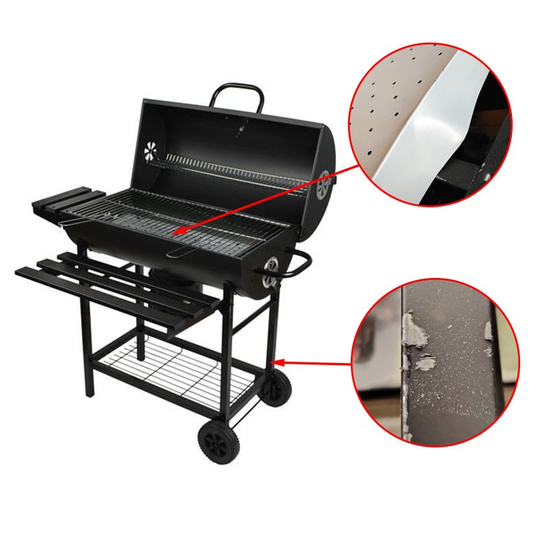 Gratar BBQ Grill pe carbuni, capac cu termometru, 2 rafturi pliabile, roti, RESIGILAT - imagine 9